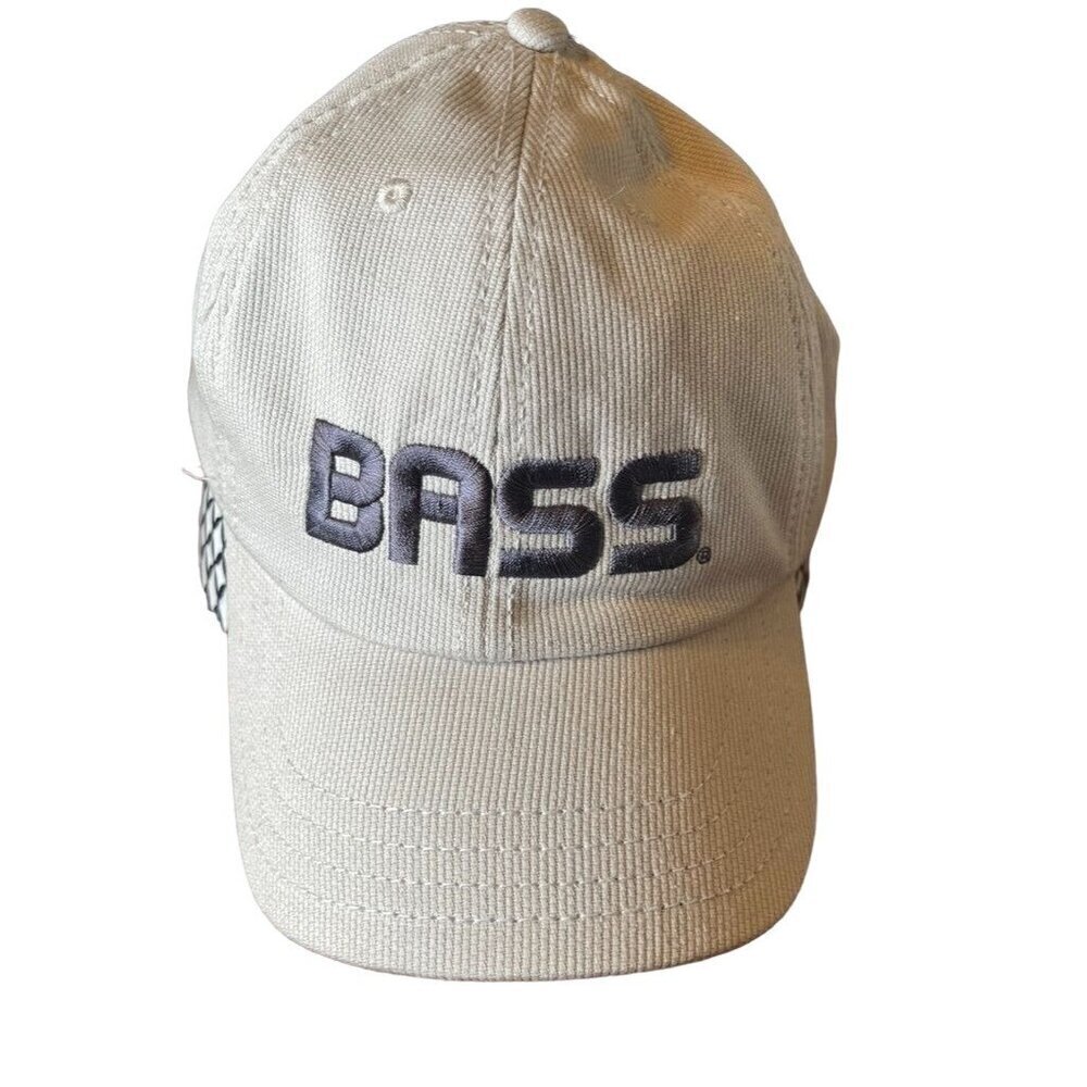 Vintage Bass Trucker Hat Cream Corduroy ESPN Black Embroidered Ribbed